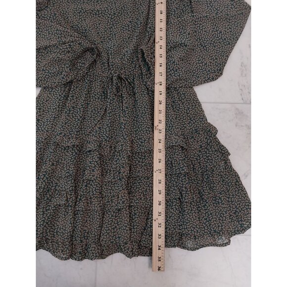 &Merci Ruffle Neck Long Sleeve Pocket Dress All Over Print Sz M - Picture 13 of 15